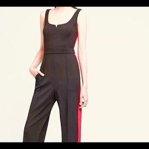 Beautiful Donna Morgan Jumpsuit black with red stripe    Size 10